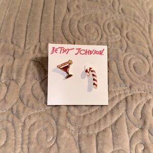 Betsy Johnson Christmas Peppermint Martini Earrings New